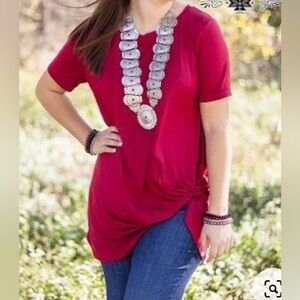 Crazy Train Blouse Womens Size Large Maroon Lets Get Knotty Western Rodeo Top